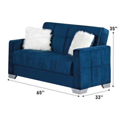 MiHOMEUK Montreal Royal Blue Velvet 2 Seater Sofa Bed