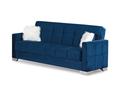 MiHOMEUK Montreal Royal Blue Velvet 3 Seater Sofa Bed