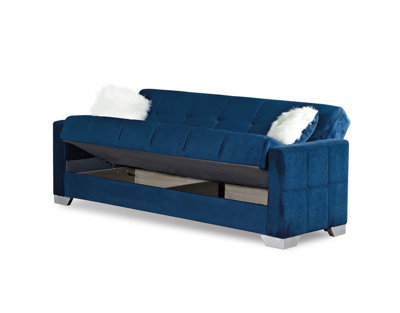 MiHOMEUK Montreal Royal Blue Velvet 3 Seater Sofa Bed
