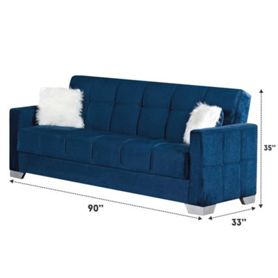 MiHOMEUK Montreal Royal Blue Velvet Sofa Bed 3+2 Set