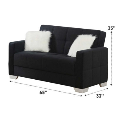 MiHOMEUK Ontario Black Velvet 2 Seater Sofa Bed