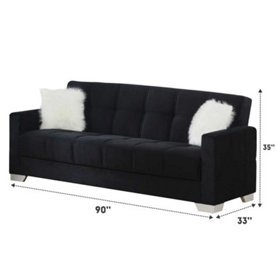 MiHOMEUK Ontario Black Velvet Sofa Bed 3+2 Set