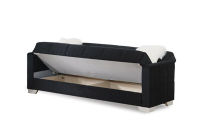 MiHOMEUK Ontario Black Velvet Sofa Bed 3+2 Set