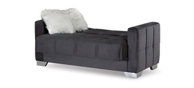 MiHOMEUK Ottawa Dark Grey Velvet 2 Seater Sofa Bed