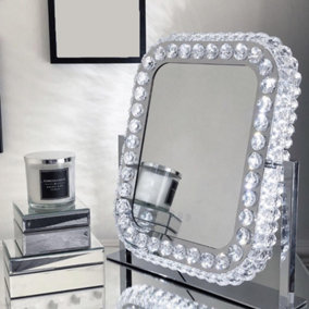 MiHOMEUK Rectangle LED Vanity Table Mirror with Chrome Base
