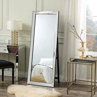 MiHOMEUK Silver Venetian Freestanding Floor Mirror with Kickstand