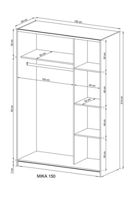 Wiki Contemporary Wardrobe 4 Shelves 1 Hanging Rail 2 Sliding