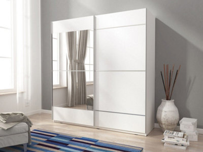 Mika 4 Contemporary 2 Sliding Door Wardrobe 1 Mirror Door 4 Shelves 1 ...