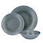 Mikasa Reactive Blue 12-Piece Dinner Set with Reactive Glaze in Gift Box, Portuguese Stoneware