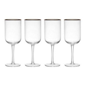 Mikasa Sorrento Ridged Crystal Set of 4 400ml White Wine Glasses