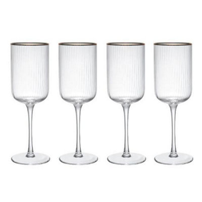 Mikasa Sorrento Ridged Crystal Set of 4 450ml Red Wine Glasses