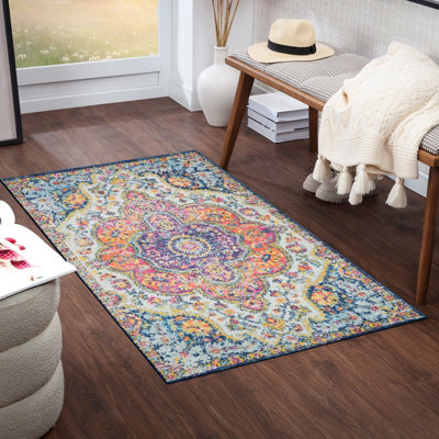 MILA Oriental Vintage Area Rug Multicolour/Pink 80 x 150 cm | DIY at B&Q
