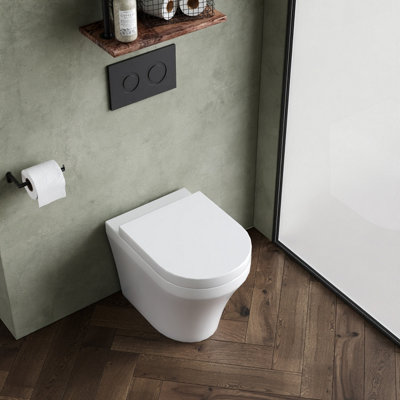 Mila Round Wall Hung Ceramic Toilet Pan & Soft Close & Seat, 400mm - Balterley