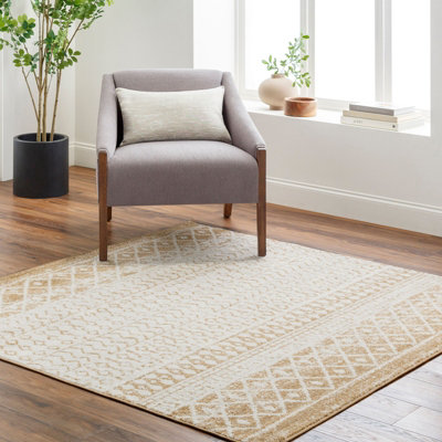 MILA Scandi Geometric Caramel Area Rug 120 x 170 cm