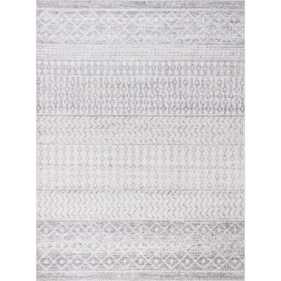 MILA Scandi Geometric Light Grey/White Area Rug 120 x 170 cm