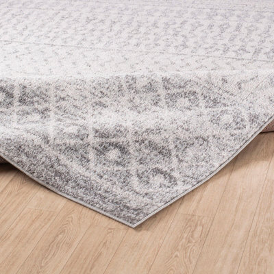 MILA Scandi Geometric Light Grey/White Area Rug 120 x 170 cm