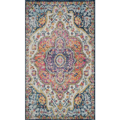 MILA Vintage Traditional Oriental Boho Pink/Saffron Area Rug 80 x 150 cm