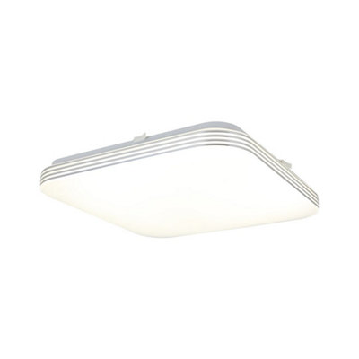 Milagro Ajax Modern LED 33CM Ceiling Lamp In Cool White With Chrome Detail With Long Life Low Energy Light Source 17W(100W)