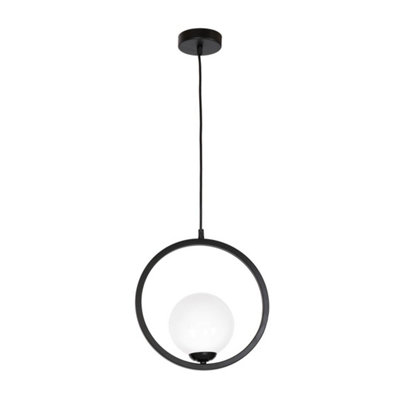 Milagro Boston Black Pendant Lamp 1XE14 Beautifully Hand Made From Black Metal And White Glass Contemporary Cool Style