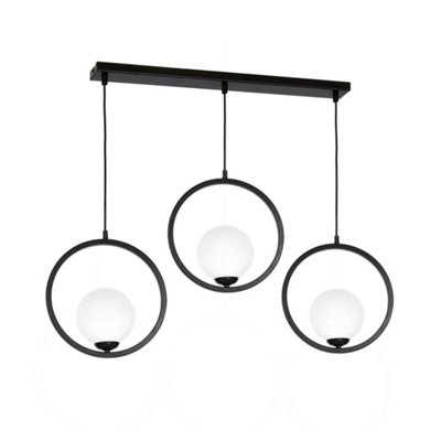 Milagro Boston Black Pendant Lamp 3XE14 Beautifully Hand Made From Black Metal And White Glass Contemporary Cool Style