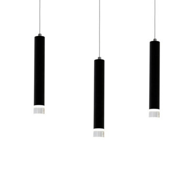 Milagro Carbon Black LED Pendant Lamp 3X5W Eye Catching Contemporary Cylindrical Lights With Built In Low Consumption Light Source