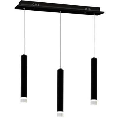 Milagro Carbon Black LED Pendant Lamp 3X5W Eye Catching Contemporary Cylindrical Lights With Built In Low Consumption Light Source
