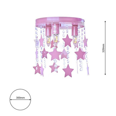 Milagro Ceiling Lamp Star 3XE27 Baby Pink Attractive Hand Made Chandelier With Suspended Crystals And Stars - 7