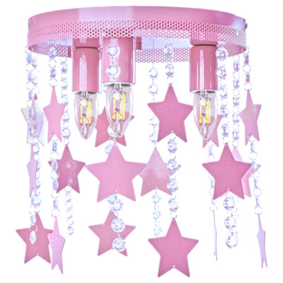 Milagro Ceiling Lamp Star 3XE27 Baby Pink Attractive Hand Made Chandelier With Suspended Crystals And Stars - 8