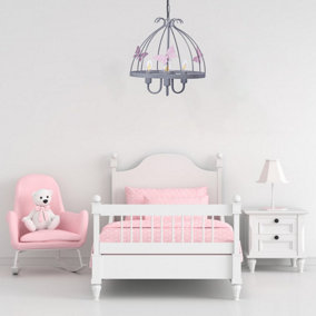 Milagro Chandelier Kago 3XE14  Grey and Pink