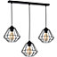 Milagro Colin Black Pendant Lamp 3XE27 Hand Made Matt Black Cage Style Lamps Creating Industrial Chic