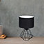 Milagro Colin Black Table Lamp 1XE27 Hand Made Matt Black Cage Style Lamps Creating Industrial Chic