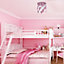 Milagro Corazon Pink Ceiling Lamp 3XE27 Delightful Hand Made Bedroom Centrepiece In Baby Pink With Hearts And Crystals