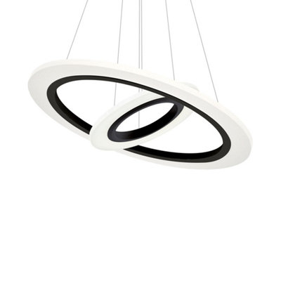 Milagro Cosmo Black LED Pendant Lamp 36W Stylish Contemporary Circular Ring Lights