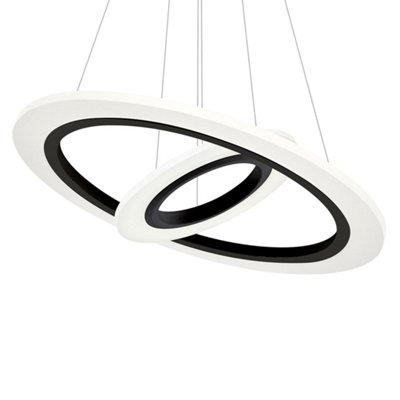 Milagro Cosmo Black LED Pendant Lamp 36W Stylish Contemporary Circular Ring Lights
