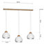 Milagro Dama White pendant Light 3XE27 Hand Made Scandi Style Hanging Ceiling Lamp Enhanced By Natural Wood Detail
