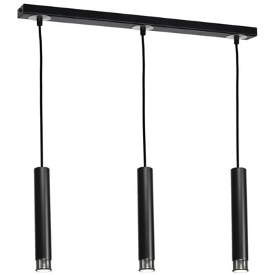 Milagro Dani Black/Chrome Pendant 3XGU10 Elegant Modern Hanging Ceiling Lamps Enhanced Beautifully With Chrome Detail
