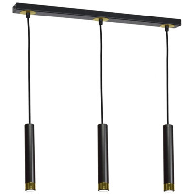 Milagro Dani Black/Gold Pendant 3XGU10 Elegant Modern Hanging Ceiling Lamps Enhanced Beautifully With Gold Detail