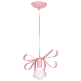 Milagro Emma Baby Pink Pendant Hand Made With A Delicate Tied Ribbon Effect Perfect For Bedrooms Or Any Boutique Chic Setting