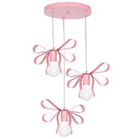 Milagro Emma Pink Pendant 3XE27 Hand Made With  A Delicate Tied Ribbon Effect Perfect For Bedrooms Or Any Boutique Chic Setting