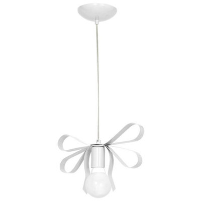 Milagro Emma White Pendant 1XE27 Hand Made With  A Delicate Tied Ribbon Effect Persect For Bedrooms Or Any Boutique Chic Setting