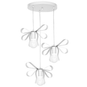 Milagro Emma White Pendant Hand Made With A Delicate Tied Ribbon Effect Perfect For Bedrooms Or Any Boutique Chic Setting