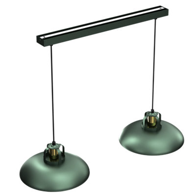 Milagro Felix Green Double Pendant Lamp 2XE27 The Hand Made High Quality Fittings 29CM Shades Rugged Industrial Look