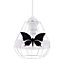 Milagro Kago Black/White Pendant Lamp 1XE27 Beautiful Hand Made Ceiling Light With A Butterfly Theme