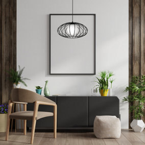 Milagro Kronos Pendant Lamp 1XE14 Industrial Chic With The Flattened Cage Surrounding The Elegant Glass Shade