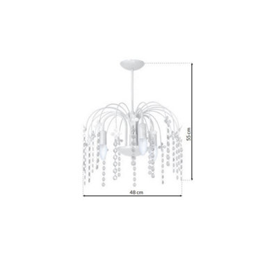 Milagro Laura White Pendant Lamp Beautifully Hand Made Chandelier In Cool White With Crystal Droplets