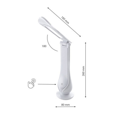 Milagro Lilly White LED Table Lamp Funky Reading Or Desk Lamp 4W LED Built in Fully Adjustable And 3 Stage Dimmer Switch