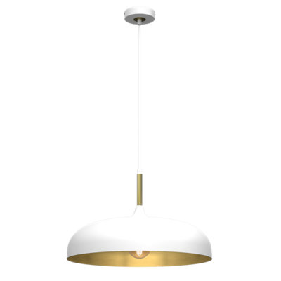 Milagro Lincoln White 45CM Pendant Lamp Stylish Hand Made Scandi Style Lamp With A Golden Finish To The Shade Interior 1XE27 - 3