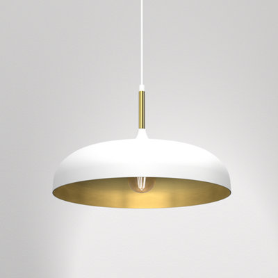 Milagro Lincoln White 45CM Pendant Lamp Stylish Hand Made Scandi Style Lamp With A Golden Finish To The Shade Interior 1XE27 - 5