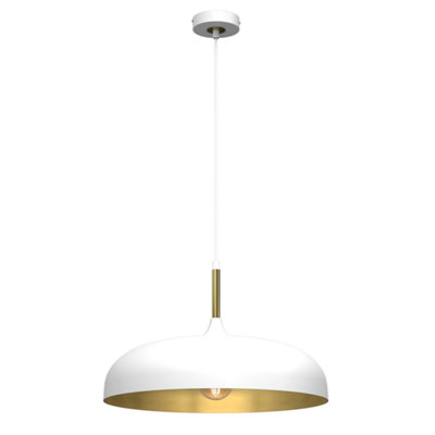 Milagro Lincoln White 45CM Pendant Lamp Stylish Hand Made Scandi Style Lamp With A Golden Finish To The Shade Interior 1XE27 - 6