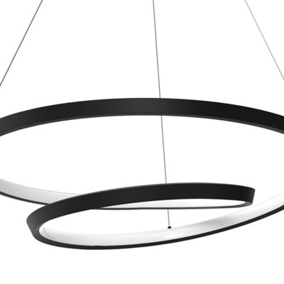 Milagro Lucero Designer LED Pendant Lamp Black 48W 50cm Monochromatic Swirl